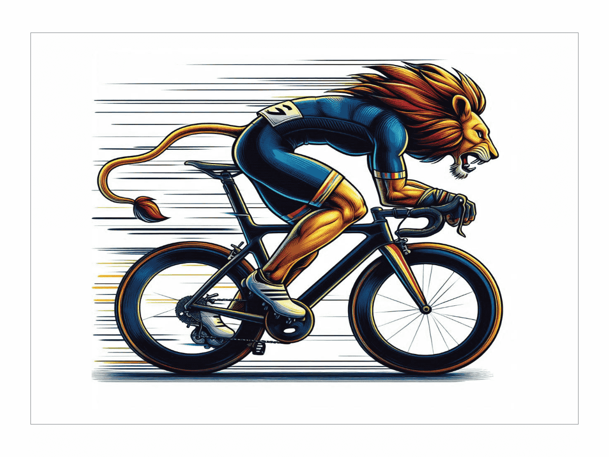 Cycling Lion unframed wall art