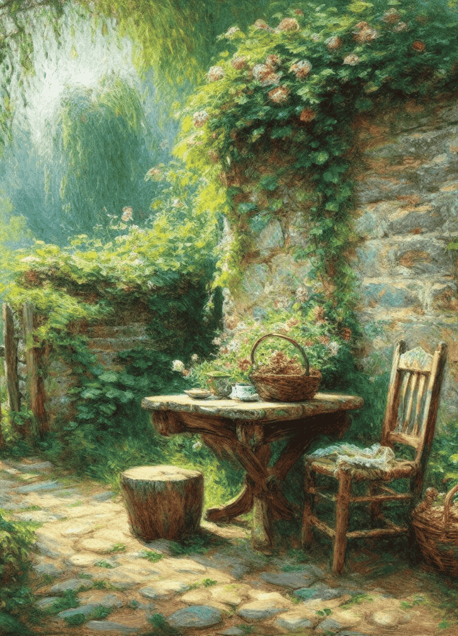 Rustic garden wall art print