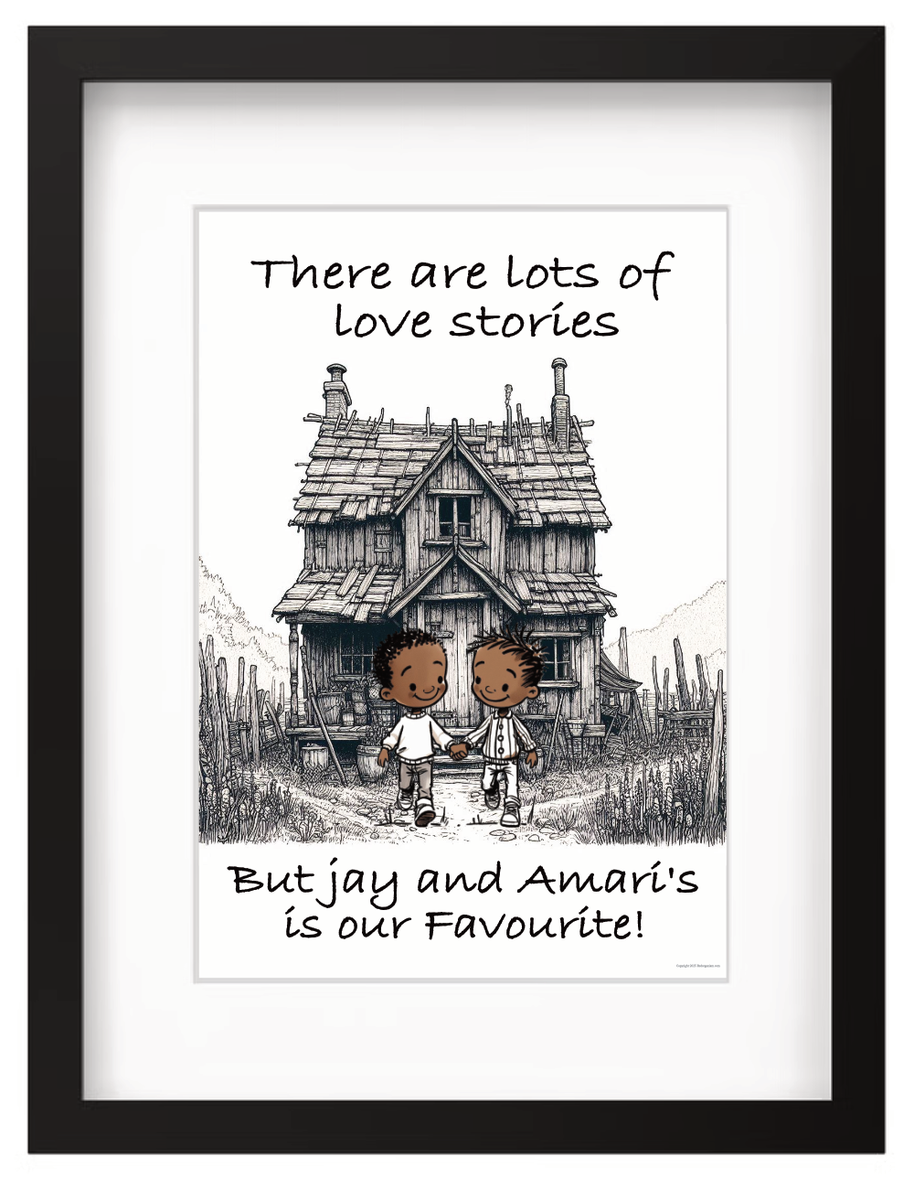 Black Gay Couple Wall Art | Personalized LGBTQ+ Gift for All-Male Couples