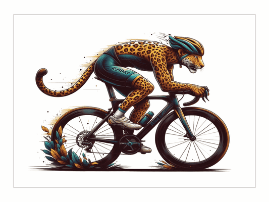 Unframed cycling cheetah wall art print