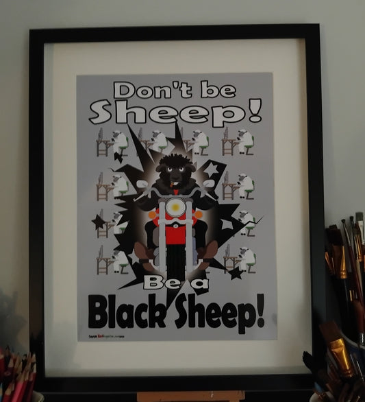 Unframed Fun Black Sheep A3 Print