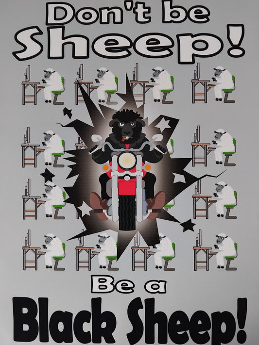 Fun Black Sheep A3 Print