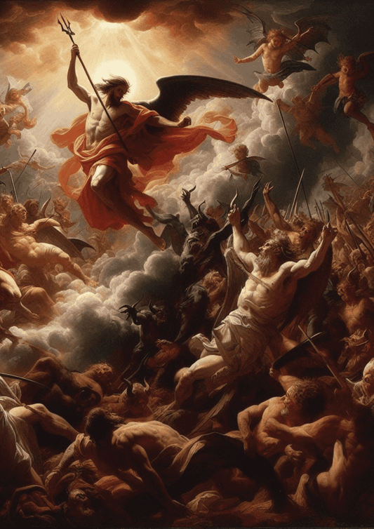 Unframed Satan at Armageddon wall art for living room