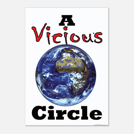 Poster with Earth image and text 'A Vicious Circle' on a white background