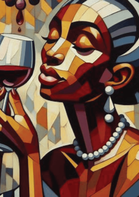 Unframed wine drinking lady wall art for living room